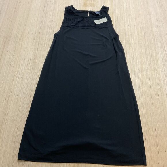 Ann Taylor Womens Sleeveless Crochet Shift Dress Size S Black Minimalist New - Picture 1 of 6